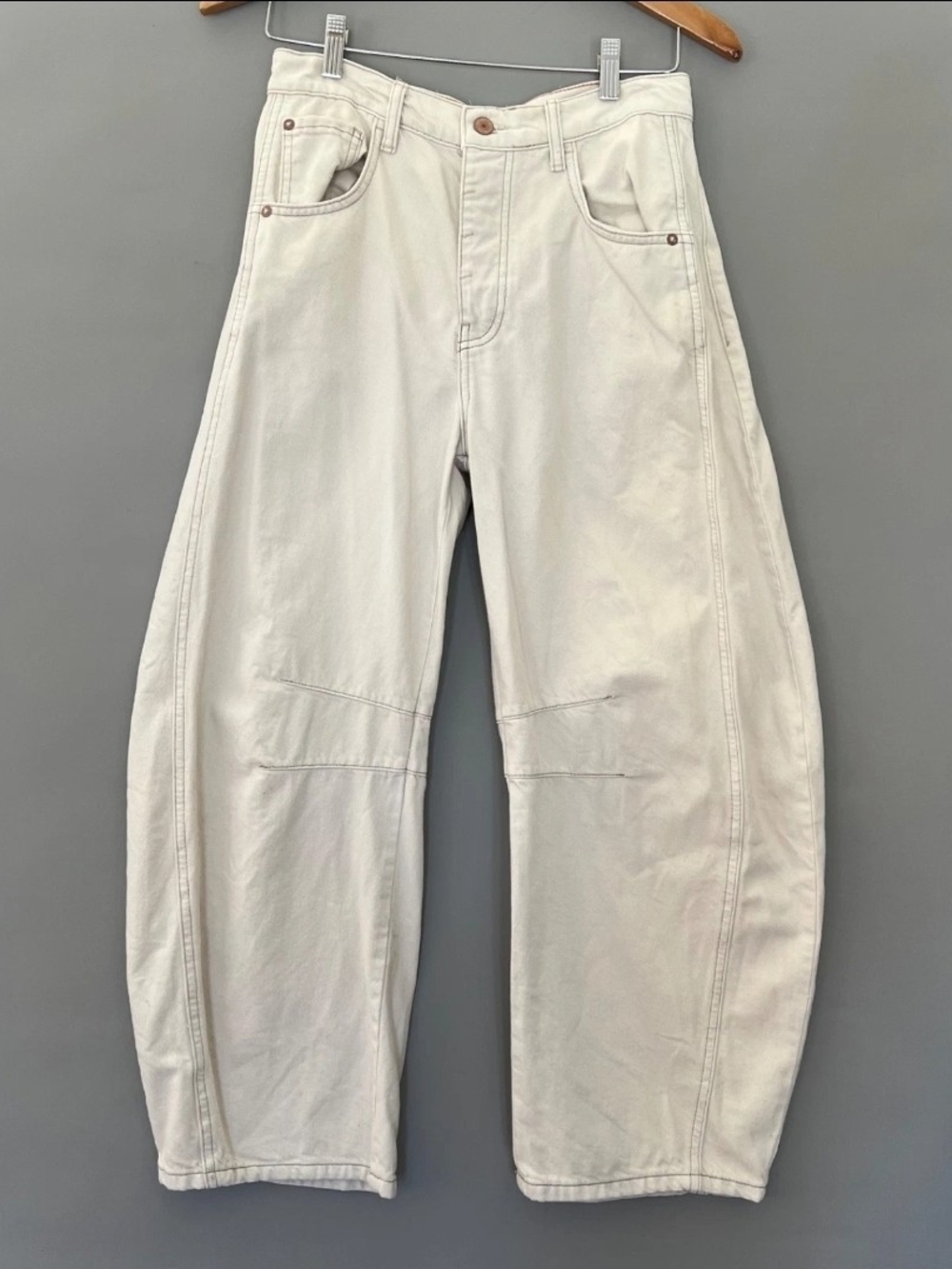 WE THE FREE Good Luck Mid-Rise Barrel Jeans Women's Size 29 Milk White